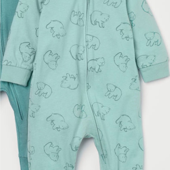 H&M Kids. 2 zippered, footless onesies, size 3 months. - Picture 2 of 2